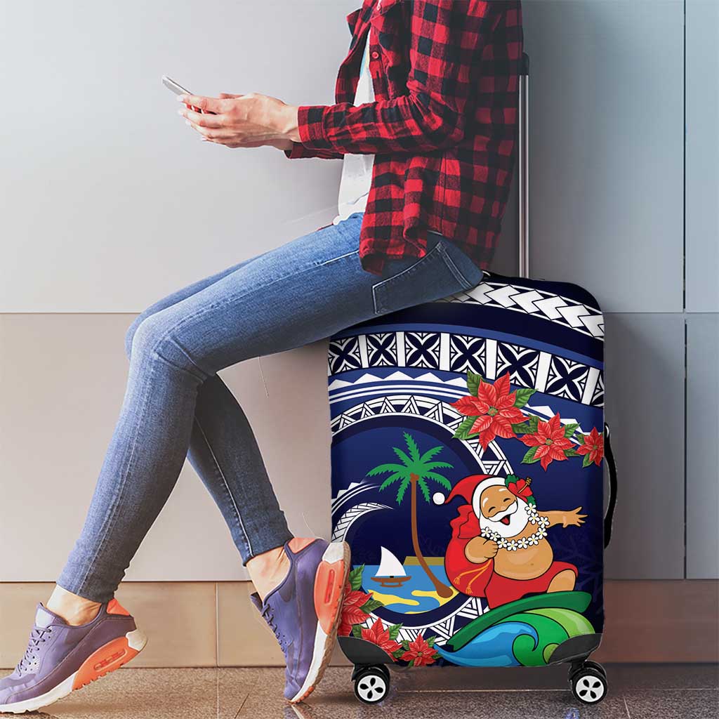 Felis Pusgua Guam Santa Luggage Cover Merry Christmas with Polynesian Tribal