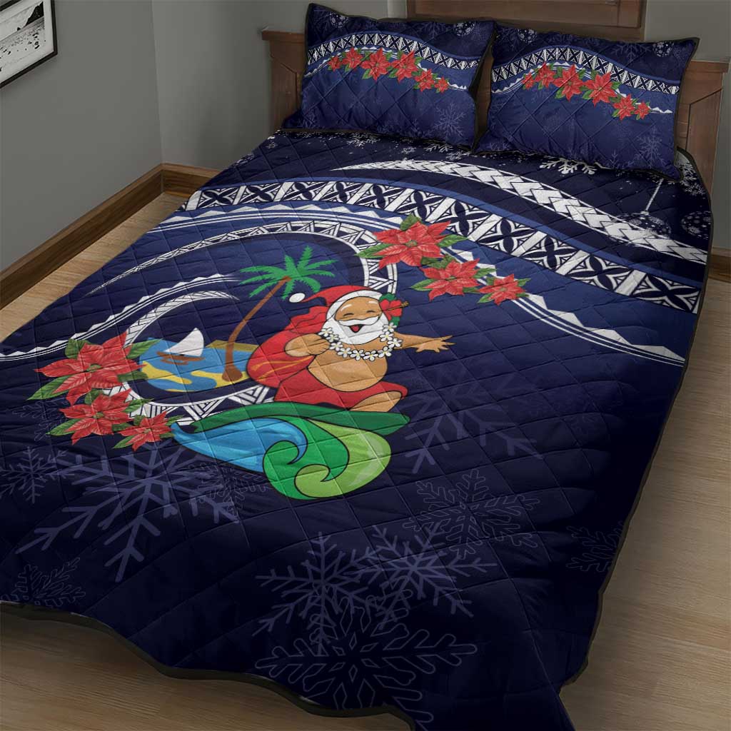 Felis Pusgua Guam Santa Quilt Bed Set Merry Christmas with Polynesian Tribal