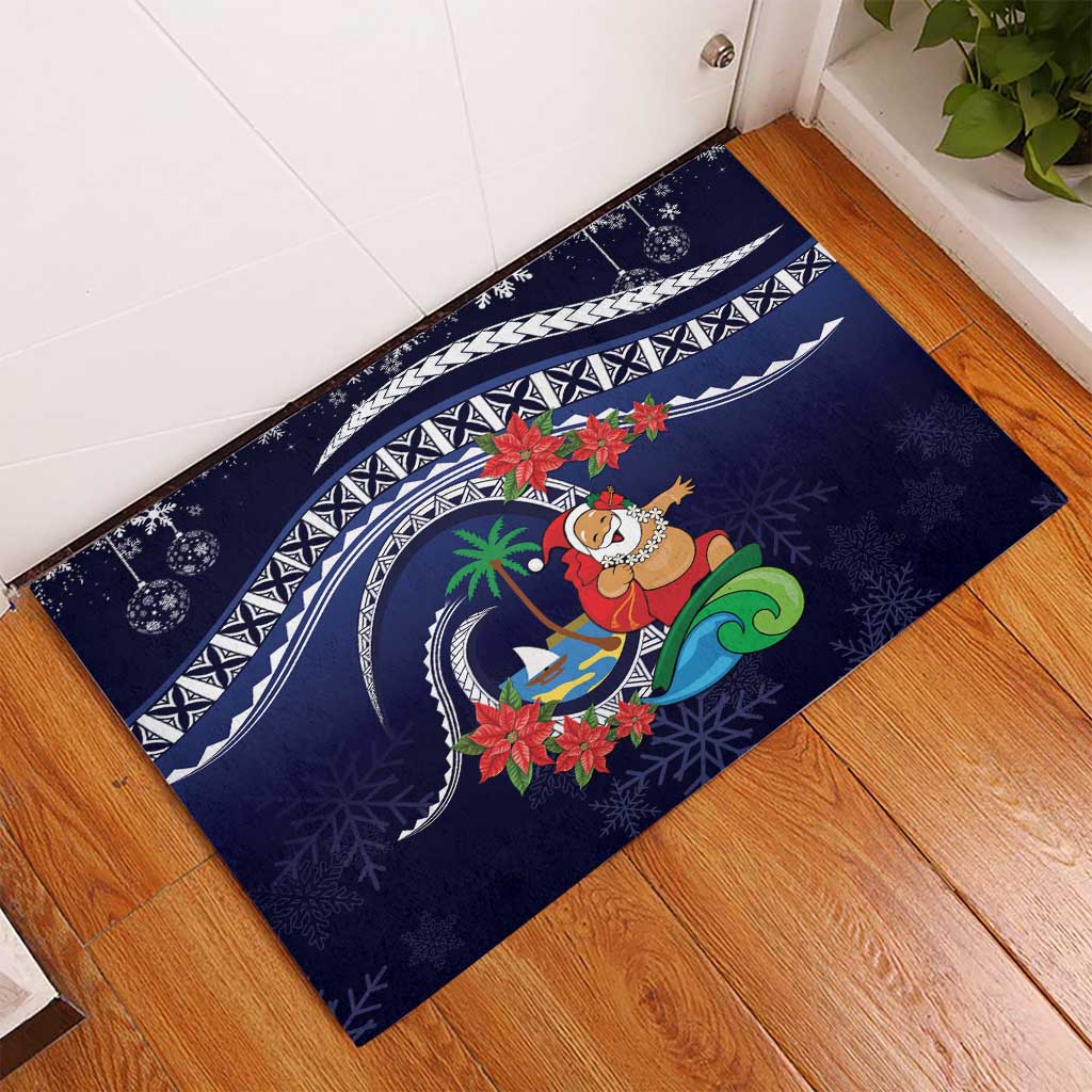 Felis Pusgua Guam Santa Rubber Doormat Merry Christmas with Polynesian Tribal