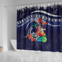 Felis Pusgua Guam Santa Shower Curtain Merry Christmas with Polynesian Tribal