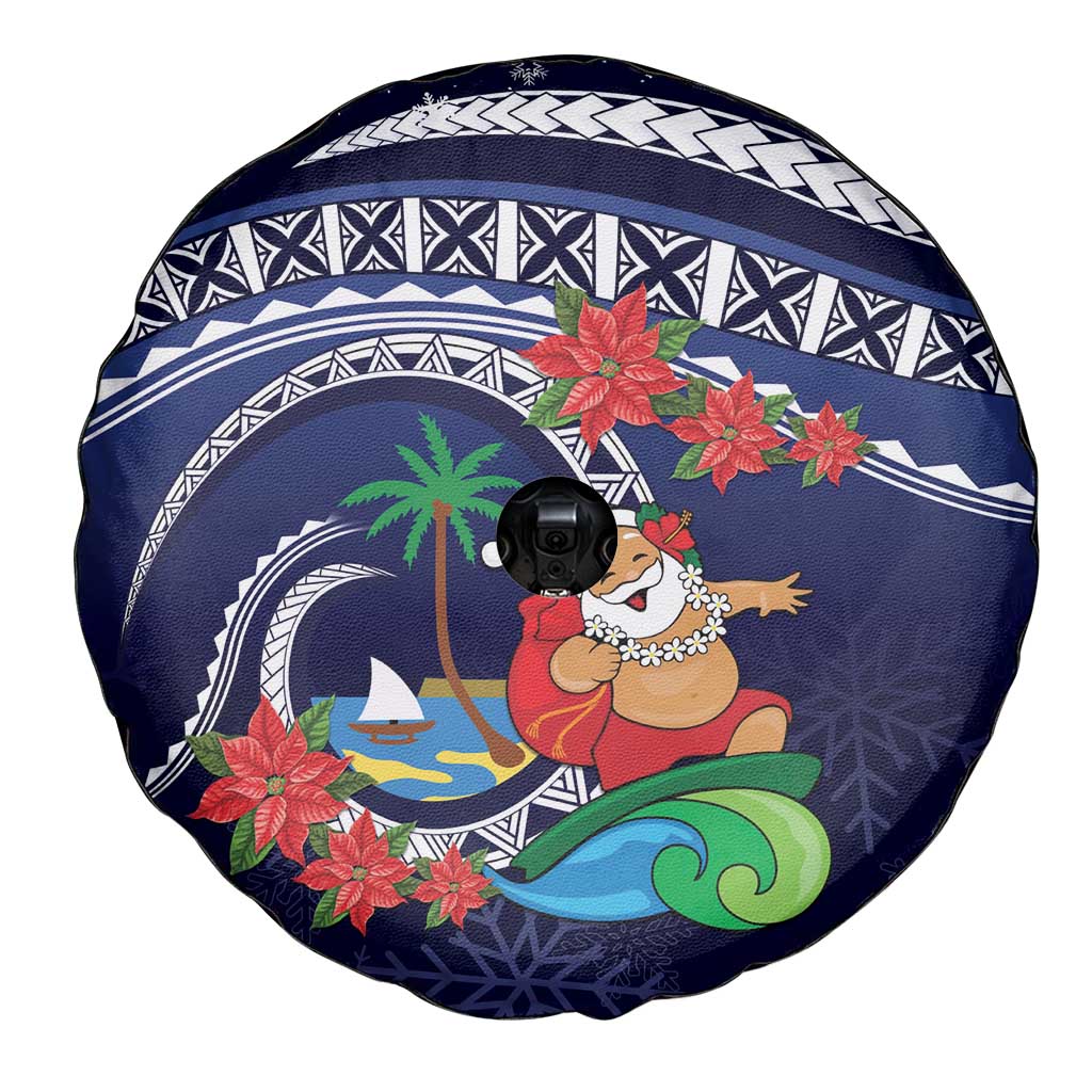 Felis Pusgua Guam Santa Spare Tire Cover Merry Christmas with Polynesian Tribal