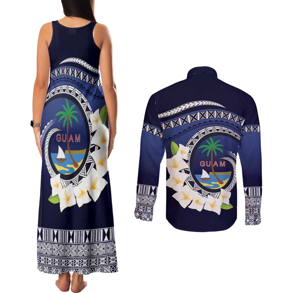 Hafai Adai Guam Guasalis Couples Matching Tank Maxi Dress and Long Sleeve Button Shirt Polynesian Tribal Pattern
