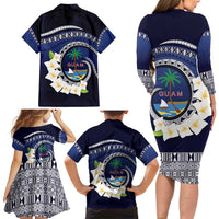 Hafai Adai Guam Guasalis Family Matching Long Sleeve Bodycon Dress and Hawaiian Shirt Polynesian Tribal Pattern
