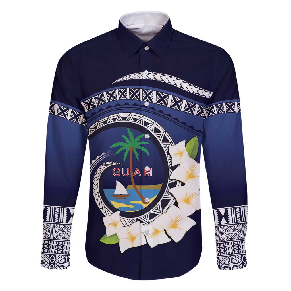 Hafai Adai Guam Guasalis Family Matching Mermaid Dress and Hawaiian Shirt Polynesian Tribal Pattern LT9 Dad's Shirt - Long Sleeve Blue - Polynesian Pride