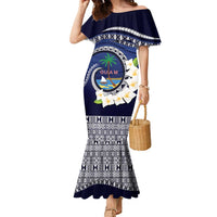 Hafai Adai Guam Guasalis Family Matching Mermaid Dress and Hawaiian Shirt Polynesian Tribal Pattern LT9 Mom's Dress Blue - Polynesian Pride