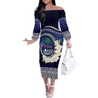 Hafai Adai Guam Guasalis Family Matching Off The Shoulder Long Sleeve Dress and Hawaiian Shirt Polynesian Tribal Pattern