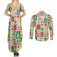 Mele Kalikimaka Hawaii Christmas Couples Matching Summer Maxi Dress and Long Sleeve Button Shirt Funny Santan Hippie Style LT9 - Polynesian Pride