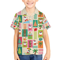 Mele Kalikimaka Hawaii Christmas Family Matching Tank Maxi Dress and Hawaiian Shirt Funny Santan Hippie Style LT9 Son's Shirt Beige - Polynesian Pride