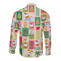 Mele Kalikimaka Hawaii Christmas Long Sleeve Button Shirt Funny Santan Hippie Style LT9 - Polynesian Pride