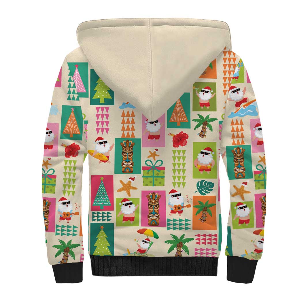 Mele Kalikimaka Hawaii Christmas Sherpa Hoodie Funny Santan Hippie Style