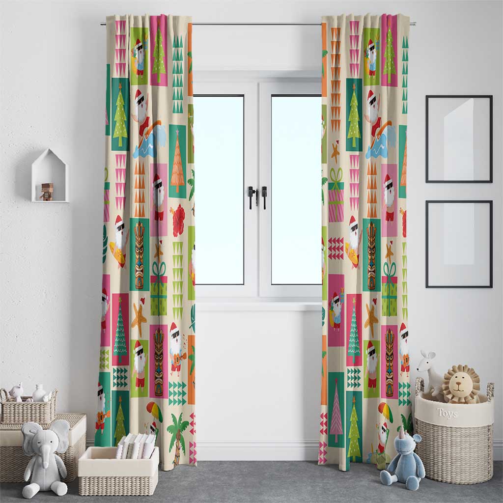 Mele Kalikimaka Hawaii Christmas Window Curtain Funny Santan Hippie Style