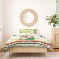 Mele Kalikimaka Hawaii Christmas Bedding Set Surfing Santa with Polynesian Tribal