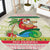 Mele Kalikimaka Hawaii Christmas Round Carpet Surfing Santa with Polynesian Tribal