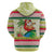 Mele Kalikimaka Hawaii Christmas Zip Hoodie Surfing Santa with Polynesian Tribal