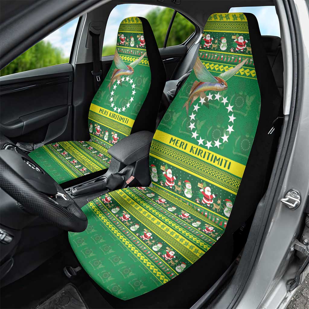Meri Kiritimiti Cook Islands Christmas Car Seat Cover Maroro Flying Fish and White Stars
