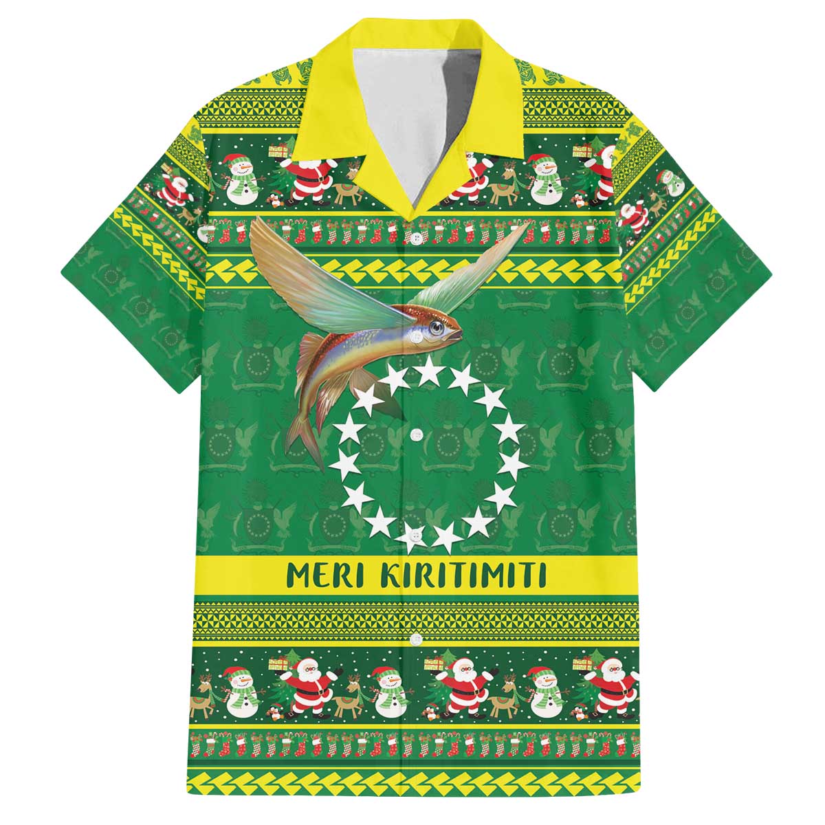 Meri Kiritimiti Cook Islands Christmas Family Matching Off The Shoulder Long Sleeve Dress and Hawaiian Shirt Maroro Flying Fish and White Stars