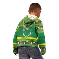 Meri Kiritimiti Cook Islands Christmas Kid Hoodie Maroro Flying Fish and White Stars