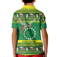 Meri Kiritimiti Cook Islands Christmas Kid Polo Shirt Maroro Flying Fish and White Stars