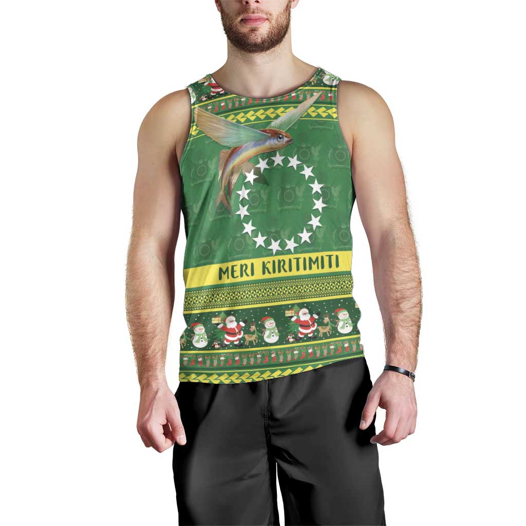 Meri Kiritimiti Cook Islands Christmas Men Tank Top Maroro Flying Fish and White Stars