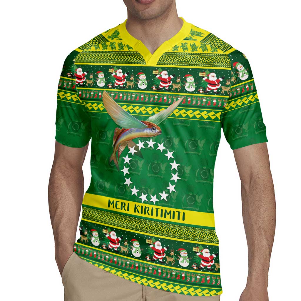 Meri Kiritimiti Cook Islands Christmas Rugby Jersey Maroro Flying Fish and White Stars
