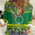 Meri Kiritimiti Cook Islands Christmas Women Casual Shirt Maroro Flying Fish and White Stars