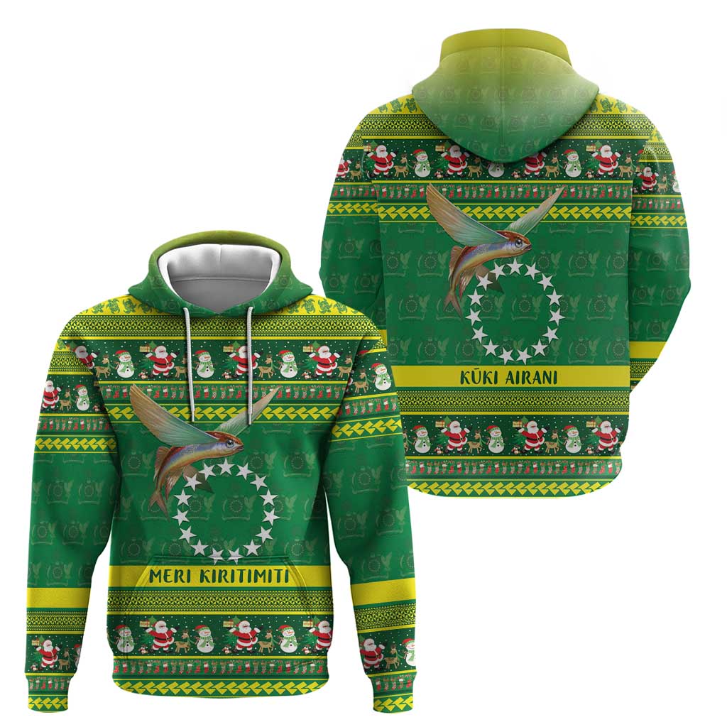 Meri Kiritimiti Cook Islands Christmas Zip Hoodie Maroro Flying Fish and White Stars