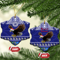 American Samoa Christmas Ceramic Ornament Manuia le Kerisimasi Polynesian Tribal LT9 Snow Flake Blue - Polynesian Pride