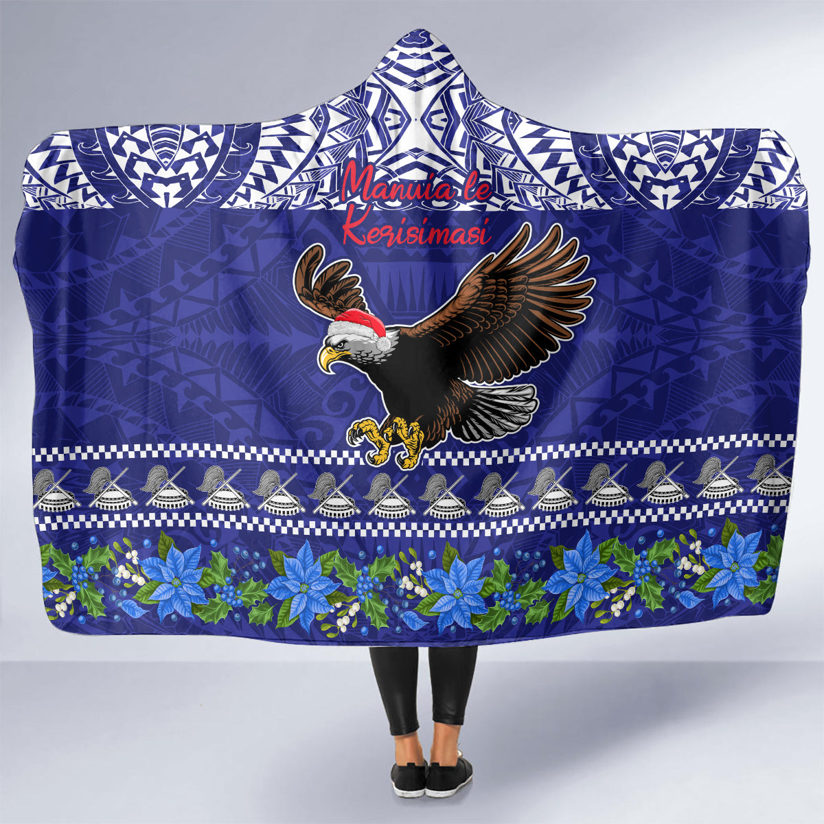 American Samoa Christmas Hooded Blanket Manuia le Kerisimasi Polynesian Tribal LT9 - Polynesian Pride