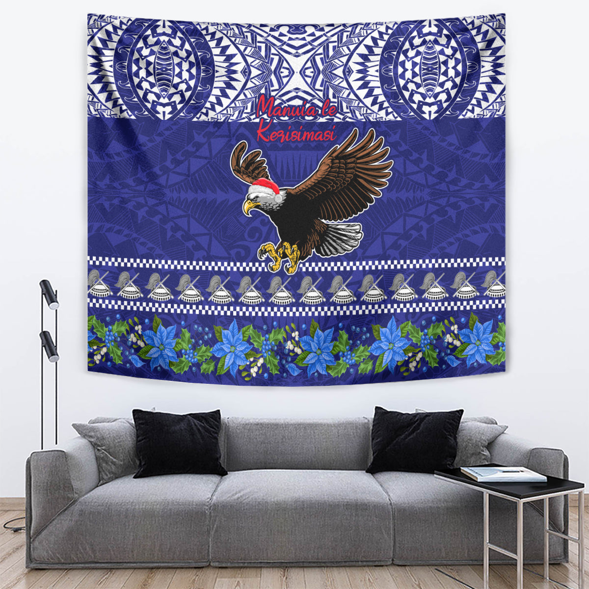 American Samoa Christmas Tapestry Manuia le Kerisimasi Polynesian Tribal LT9 - Polynesian Pride