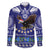 Personalised American Samoa Christmas Family Matching Long Sleeve Bodycon Dress and Hawaiian Shirt Manuia le Kerisimasi Polynesian Tribal LT9 Dad's Shirt - Long Sleeve Blue - Polynesian Pride