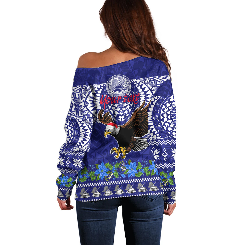 Personalised American Samoa Christmas Off Shoulder Sweater Manuia le Kerisimasi Polynesian Tribal LT9 - Polynesian Pride