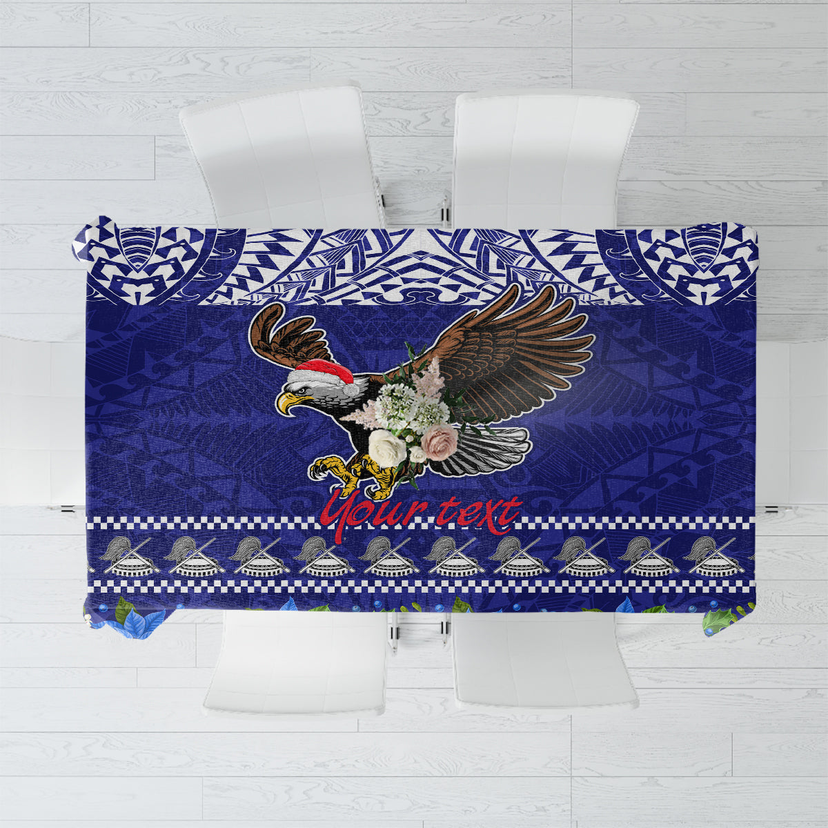 Personalised American Samoa Christmas Tablecloth Manuia le Kerisimasi Polynesian Tribal LT9 Blue - Polynesian Pride