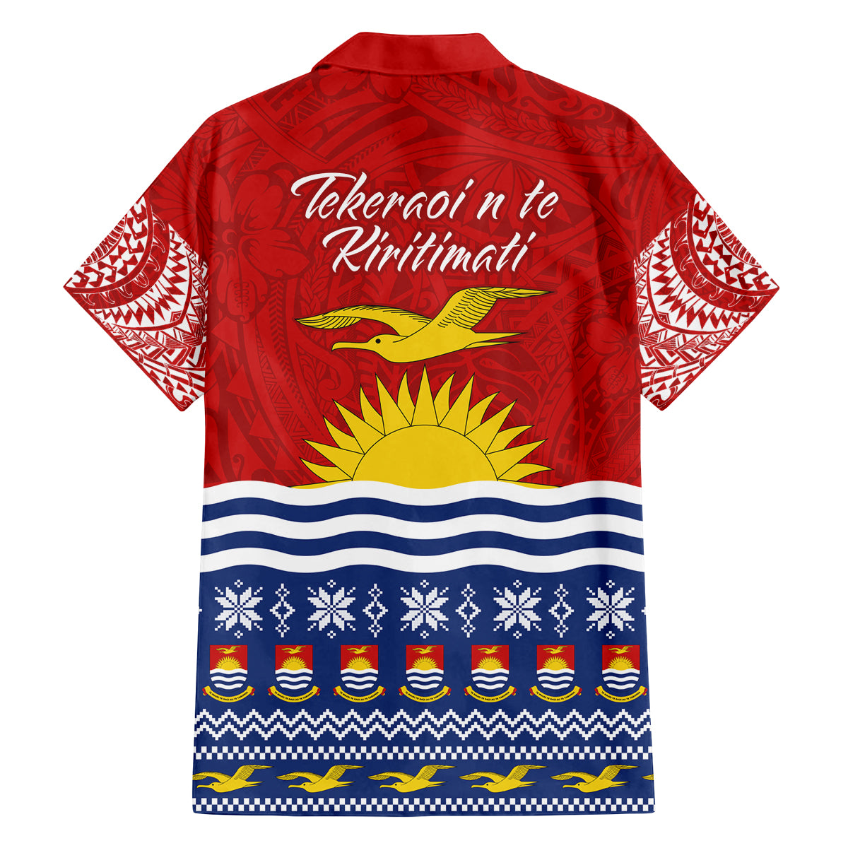 Kiribati Christmas Family Matching Off Shoulder Maxi Dress and Hawaiian Shirt Tekeraoi n Te Tiritimati Polynesian Tribal LT9 - Polynesian Pride