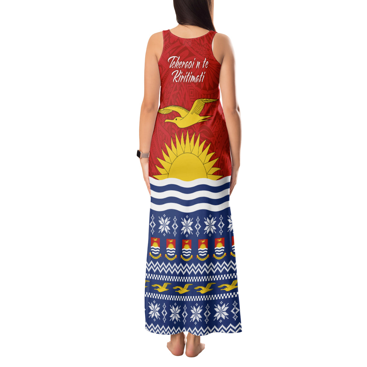 Kiribati Christmas Tank Maxi Dress Tekeraoi n Te Tiritimati Polynesian Tribal LT9 - Polynesian Pride