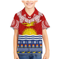 Personalised Kiribati Christmas Family Matching Mermaid Dress and Hawaiian Shirt Tekeraoi n Te Tiritimati Polynesian Tribal LT9 Son's Shirt Red - Polynesian Pride