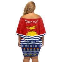 Personalised Kiribati Christmas Off Shoulder Short Dress Tekeraoi n Te Tiritimati Polynesian Tribal LT9 - Polynesian Pride