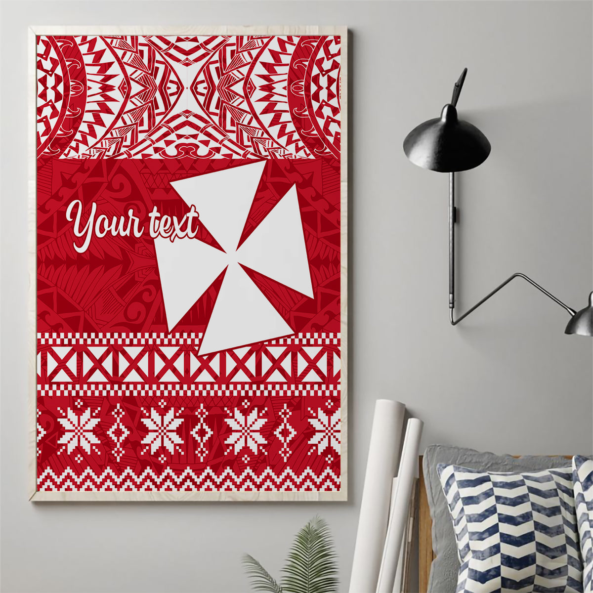 Personalised Wallis and Futuna Christmas Canvas Wall Art Polynesian Tribal LT9 - Polynesian Pride