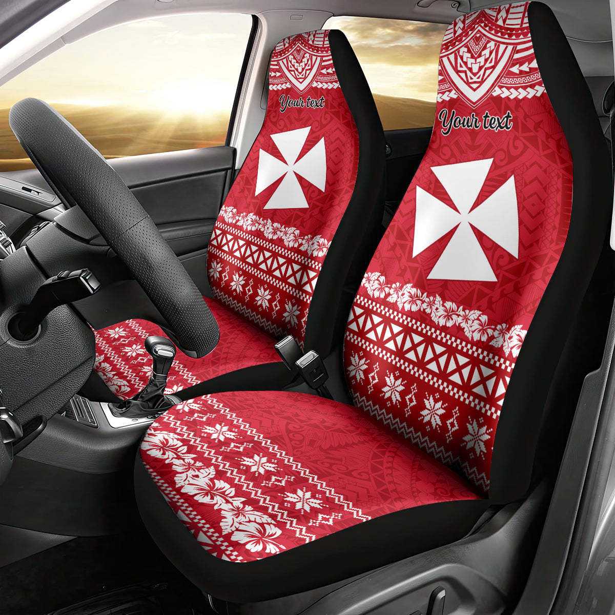 Personalised Wallis and Futuna Christmas Car Seat Cover Polynesian Tribal LT9 - Polynesian Pride
