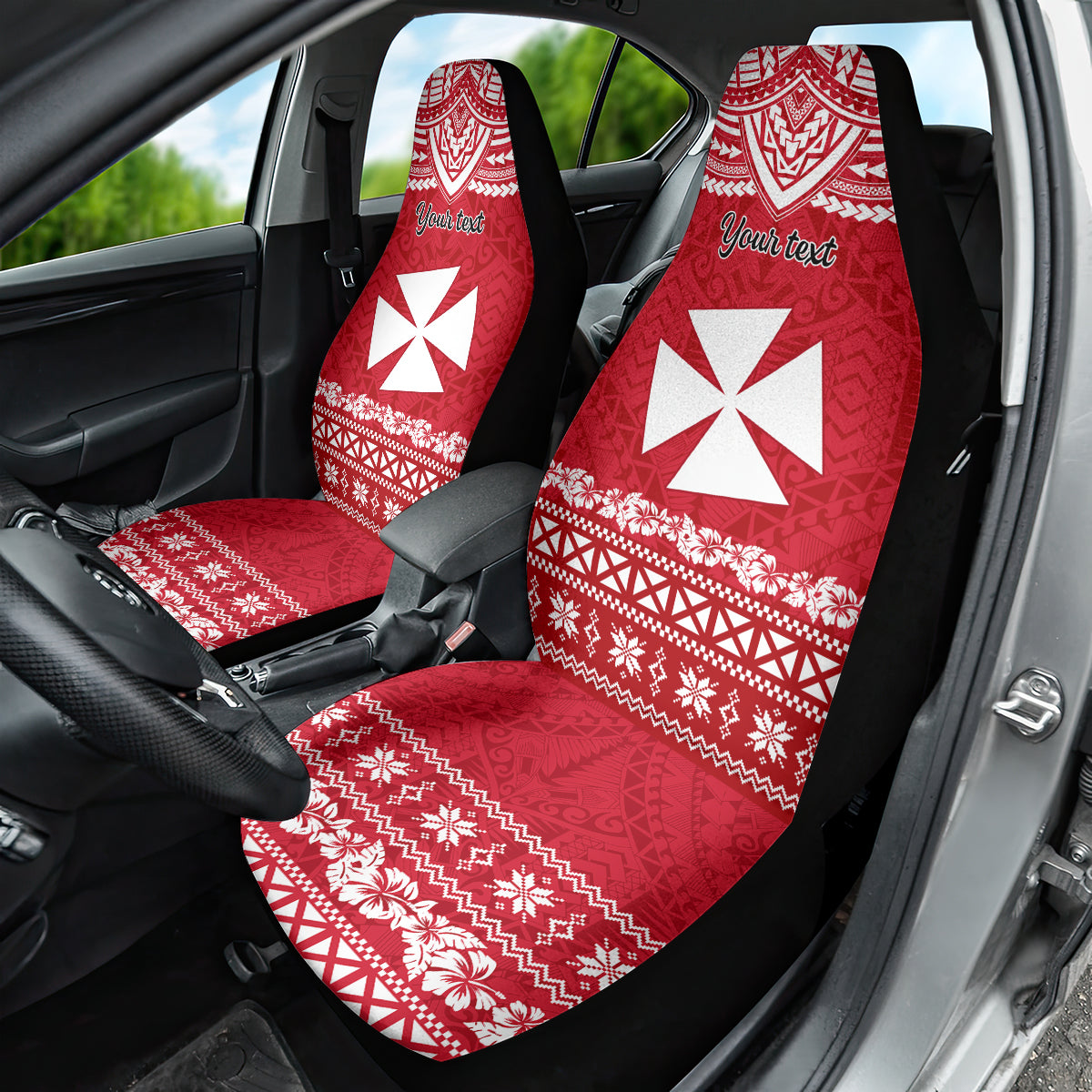 Personalised Wallis and Futuna Christmas Car Seat Cover Polynesian Tribal LT9 - Polynesian Pride
