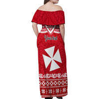 Personalised Wallis and Futuna Christmas Family Matching Off Shoulder Maxi Dress and Hawaiian Shirt Polynesian Tribal LT9 - Polynesian Pride
