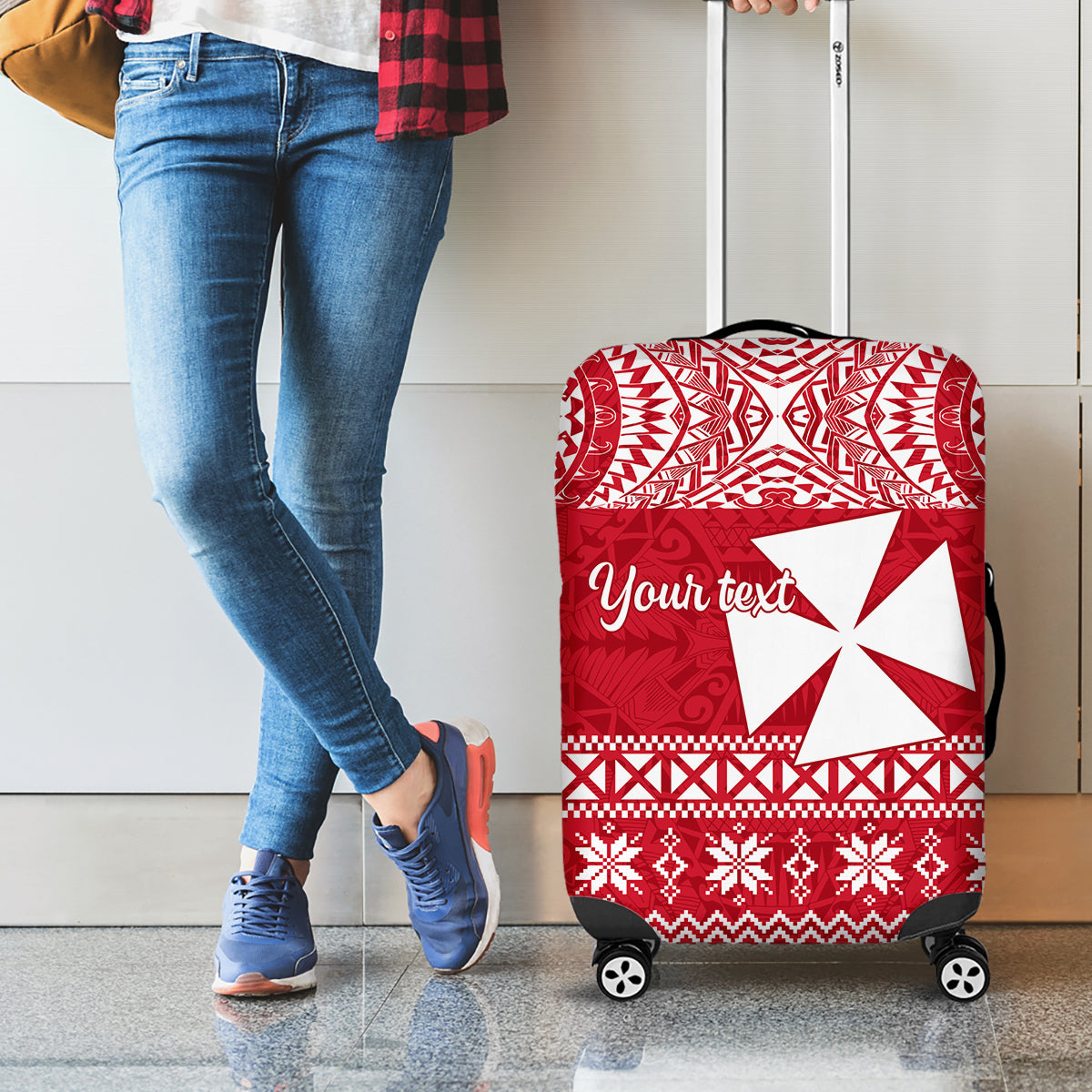 Personalised Wallis and Futuna Christmas Luggage Cover Polynesian Tribal LT9 - Polynesian Pride