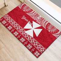 Personalised Wallis and Futuna Christmas Rubber Doormat Polynesian Tribal LT9 - Polynesian Pride