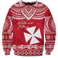 Personalised Wallis and Futuna Christmas Sweatshirt Polynesian Tribal LT9 Unisex Red - Polynesian Pride