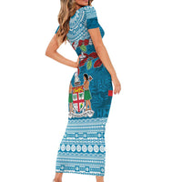 Fijian Tagimoucia Flowers Short Sleeve Bodycon Dress Christmas Coquette bow