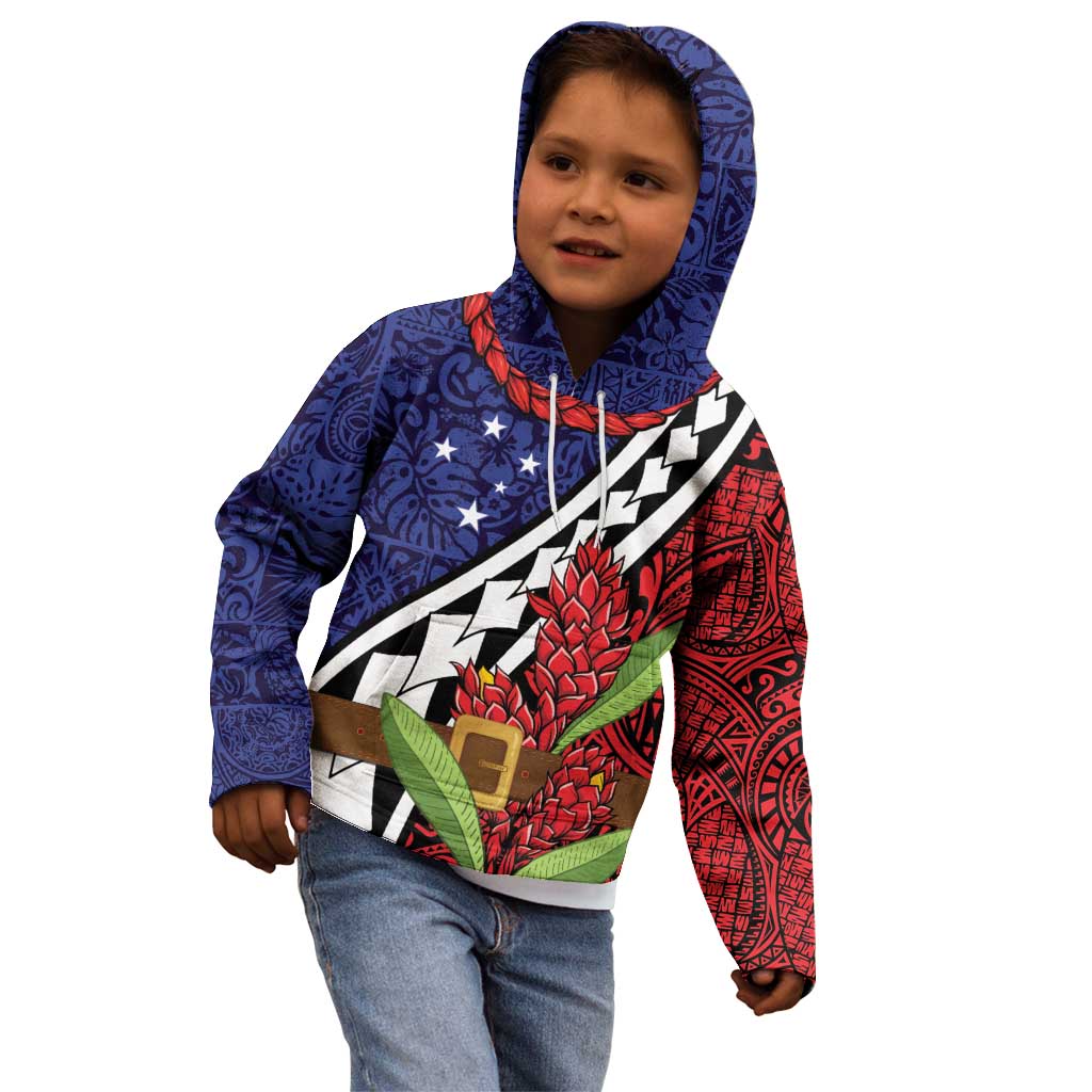 Samoan Ula Fala Flowers Kid Hoodie Christmas Santa Belt