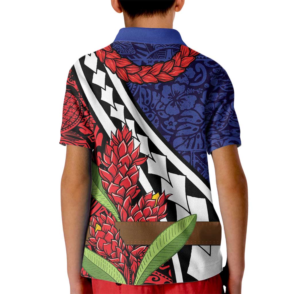 Samoan Ula Fala Flowers Kid Polo Shirt Christmas Santa Belt