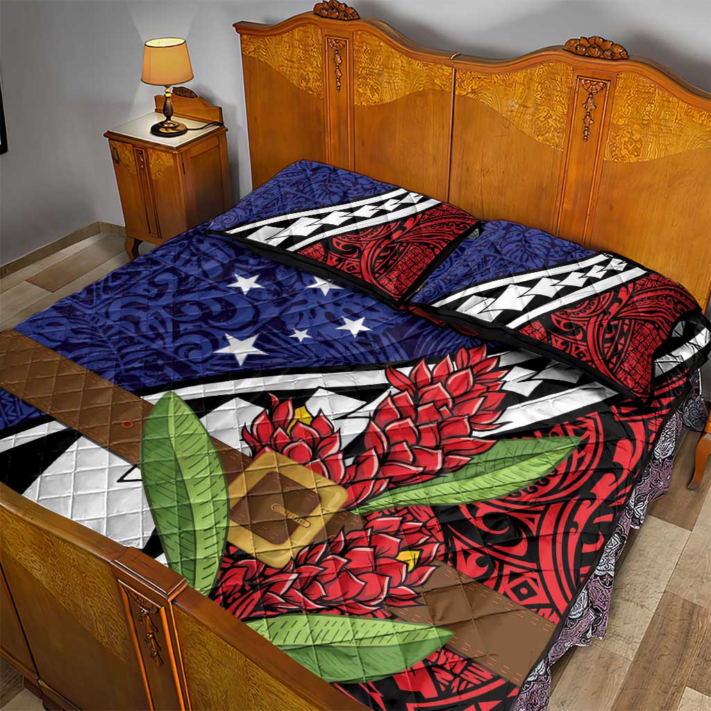 Samoan Ula Fala Flowers Quilt Bed Set Christmas Santa Belt