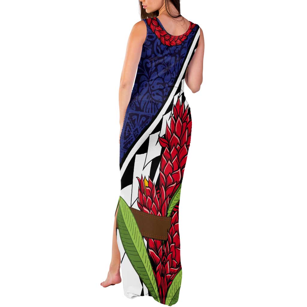 Samoan Ula Fala Flowers Tank Maxi Dress Christmas Santa Belt