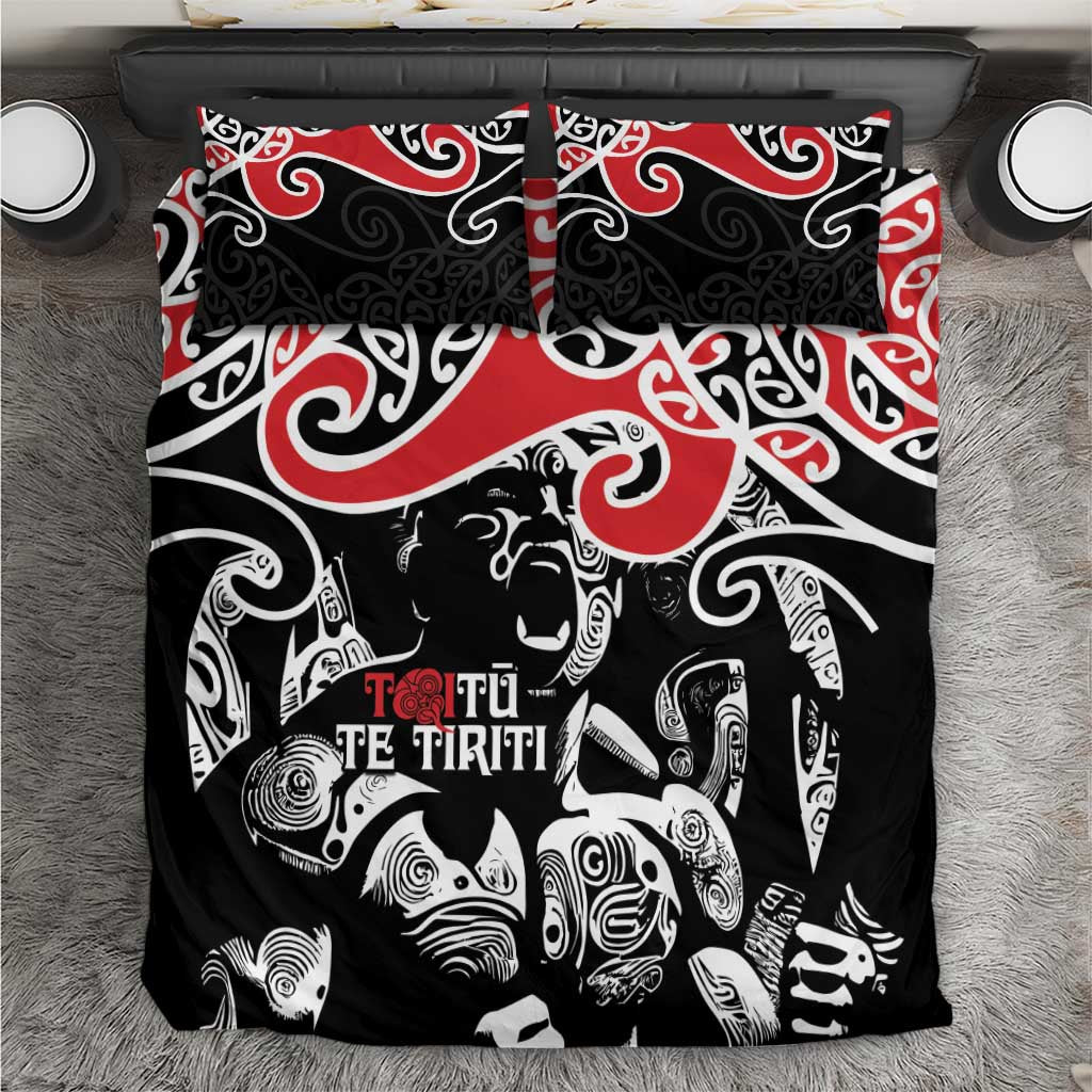 Aotearoa Toitu Te Tiriti Bedding Set New Zealand Stand Together Stand Stronger LT9 Black - Polynesian Pride