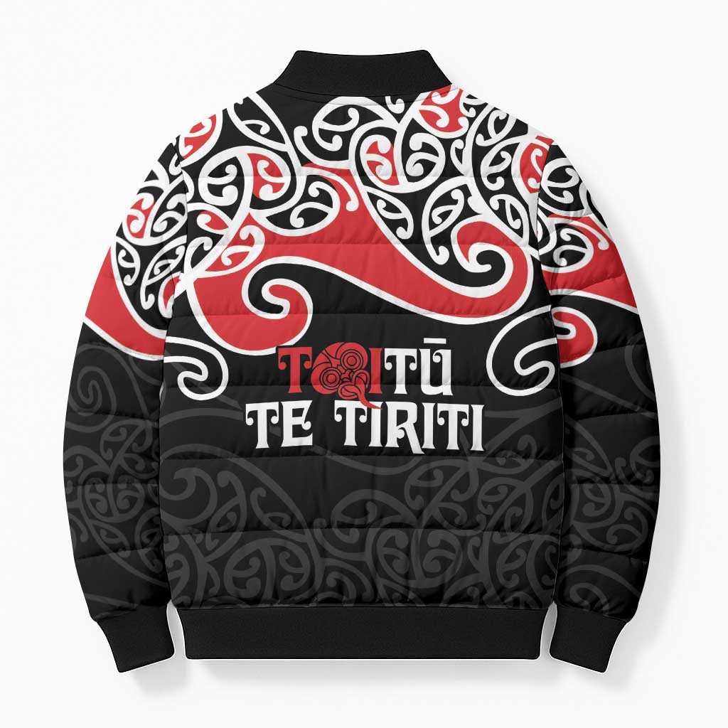 Aotearoa Toitu Te Tiriti Bomber Puffer Jacket New Zealand Stand Together Stand Stronger LT9 - Polynesian Pride